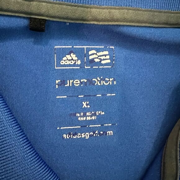 Adidas Mens Puremotion Golf Polo Shirt Short Sleeve Stripe Collared Blue Size XL - Picture 3 of 10